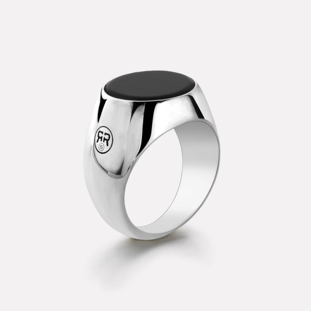 Sterling Silver Rings - Ring Round Onyx