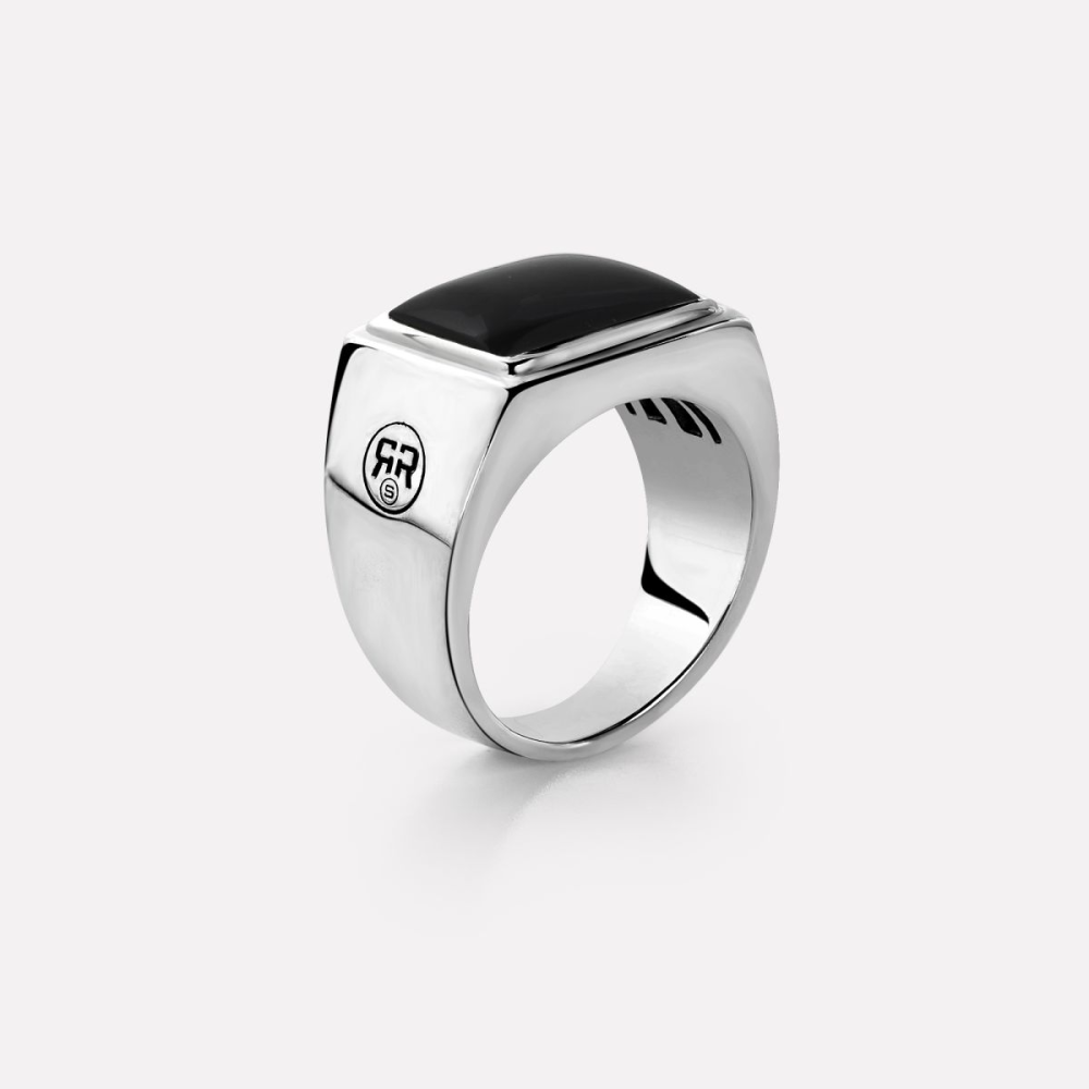 Sterling Silver Rings - Ring Square I Onyx