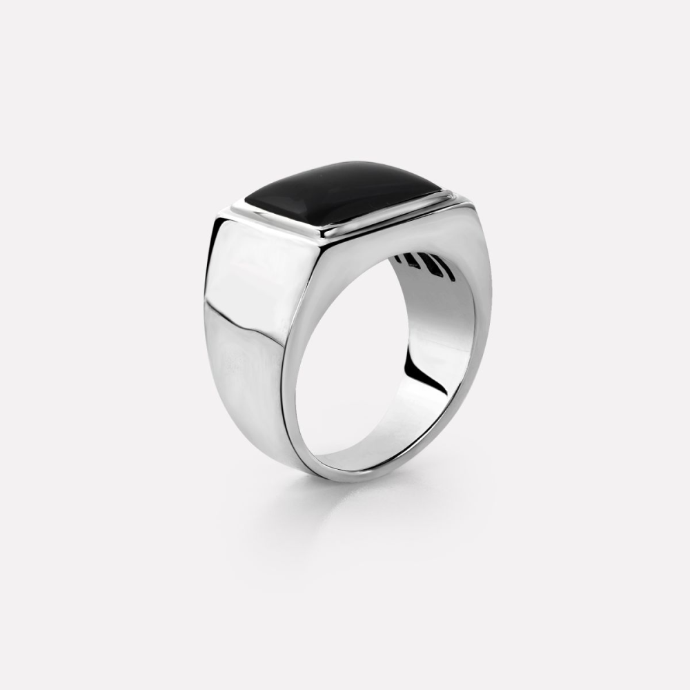 Sterling Silver Rings - Ring Square I Onyx