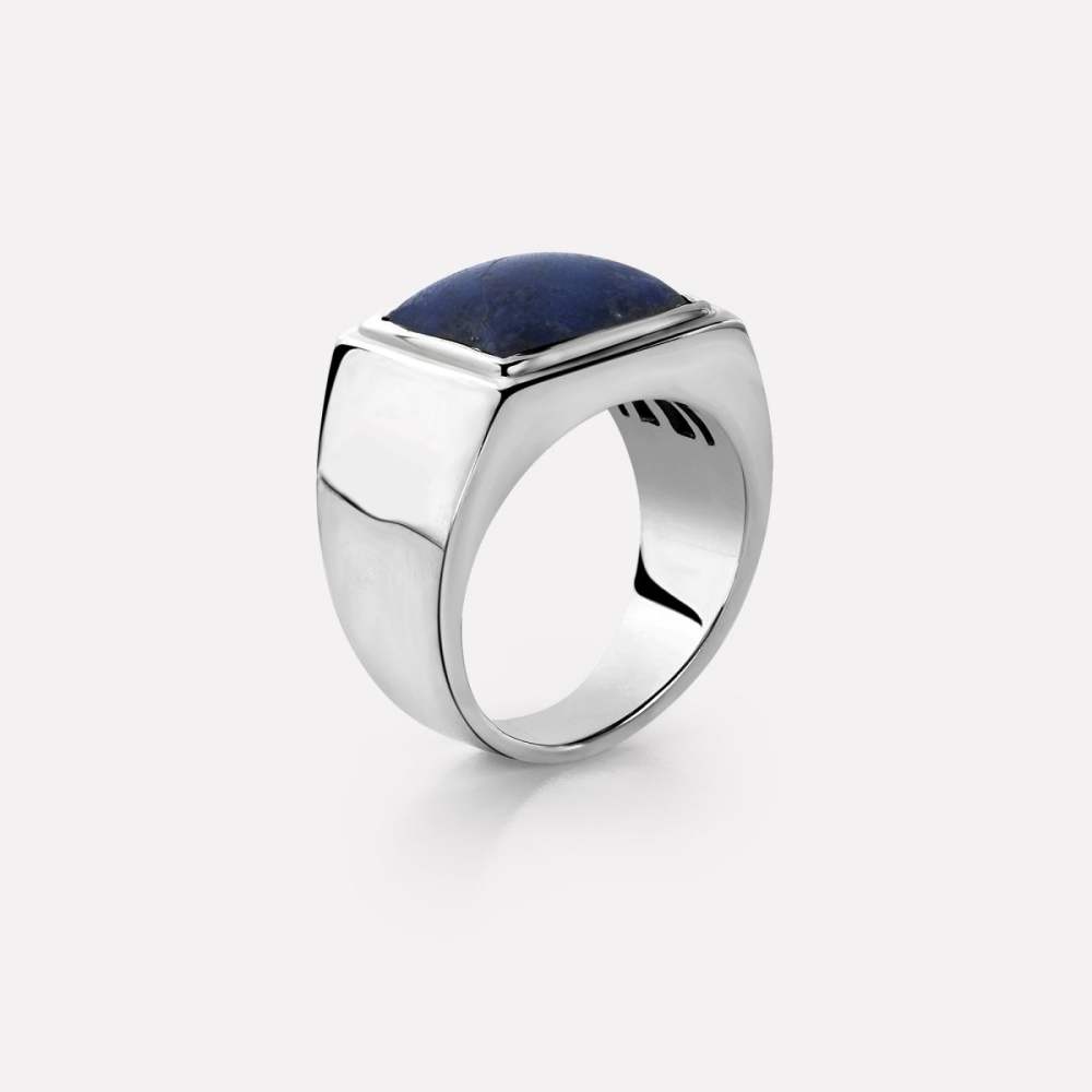 Sterling Silver Rings - Ring Square I Lapis