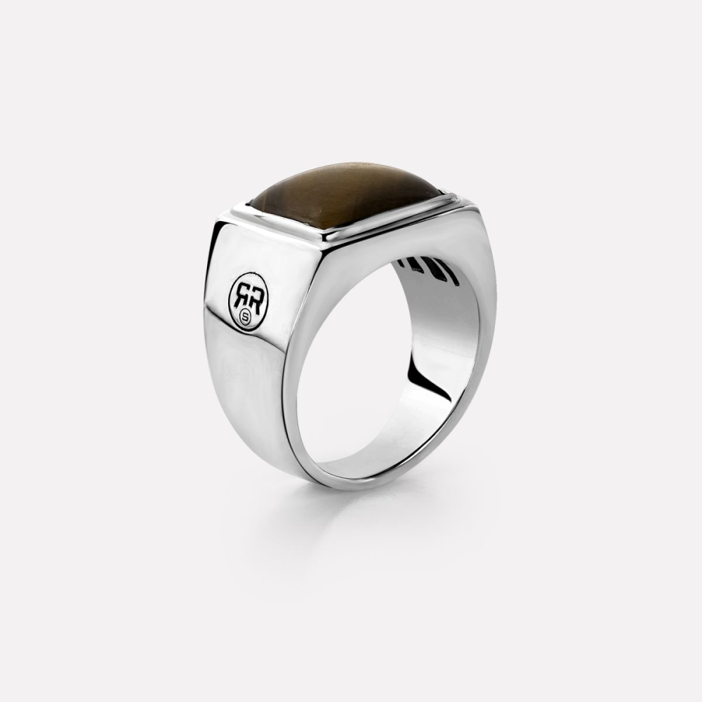 Sterling Silver Rings - Ring Square I Tiger