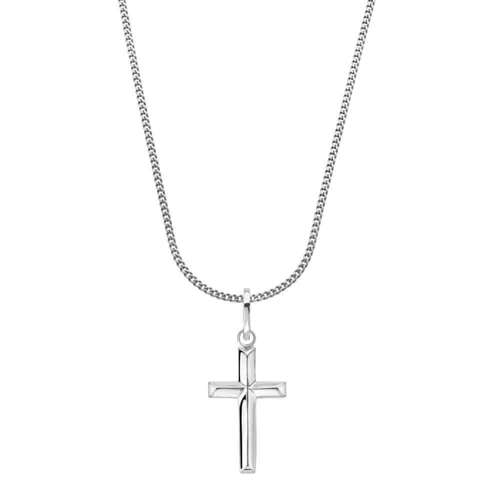 Necklace & Pendant - Necklace Chain Silver 925 - 3mm with Pendant Cross Plain