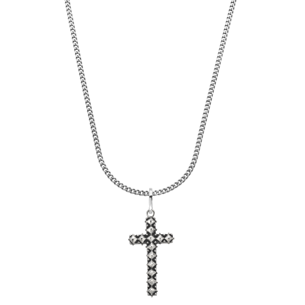 Necklace & Pendant - Necklace Chain Silver 925 - 3mm with Pendant Studded Cross