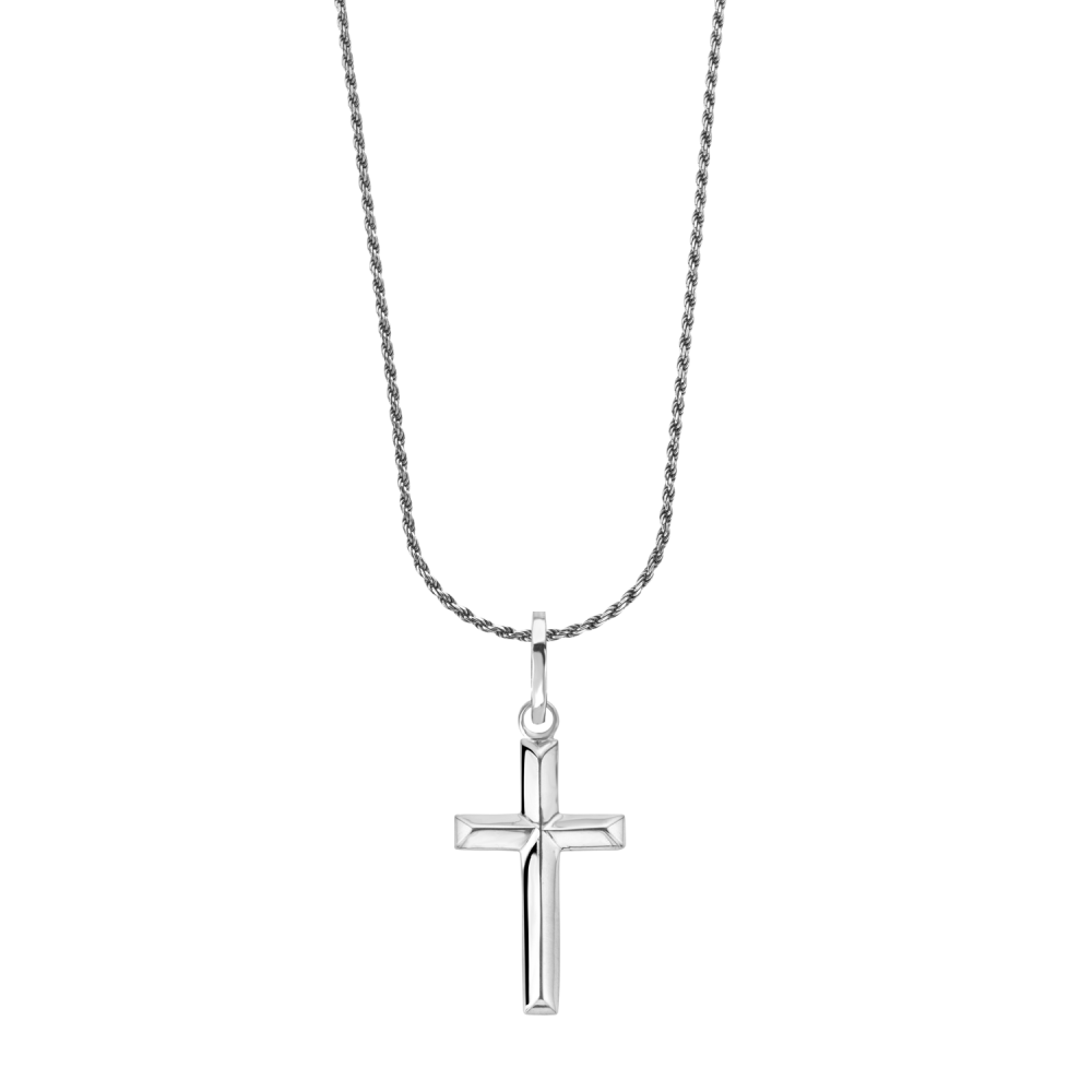 Necklace & Pendant - Necklace Rope Silver 925 - 2mm with Pendant Cross Plain