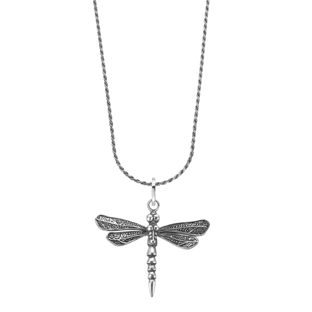 Necklace & Pendant - Necklace Rope Silver 925 - 2mm with Pendant Dragonfly Small