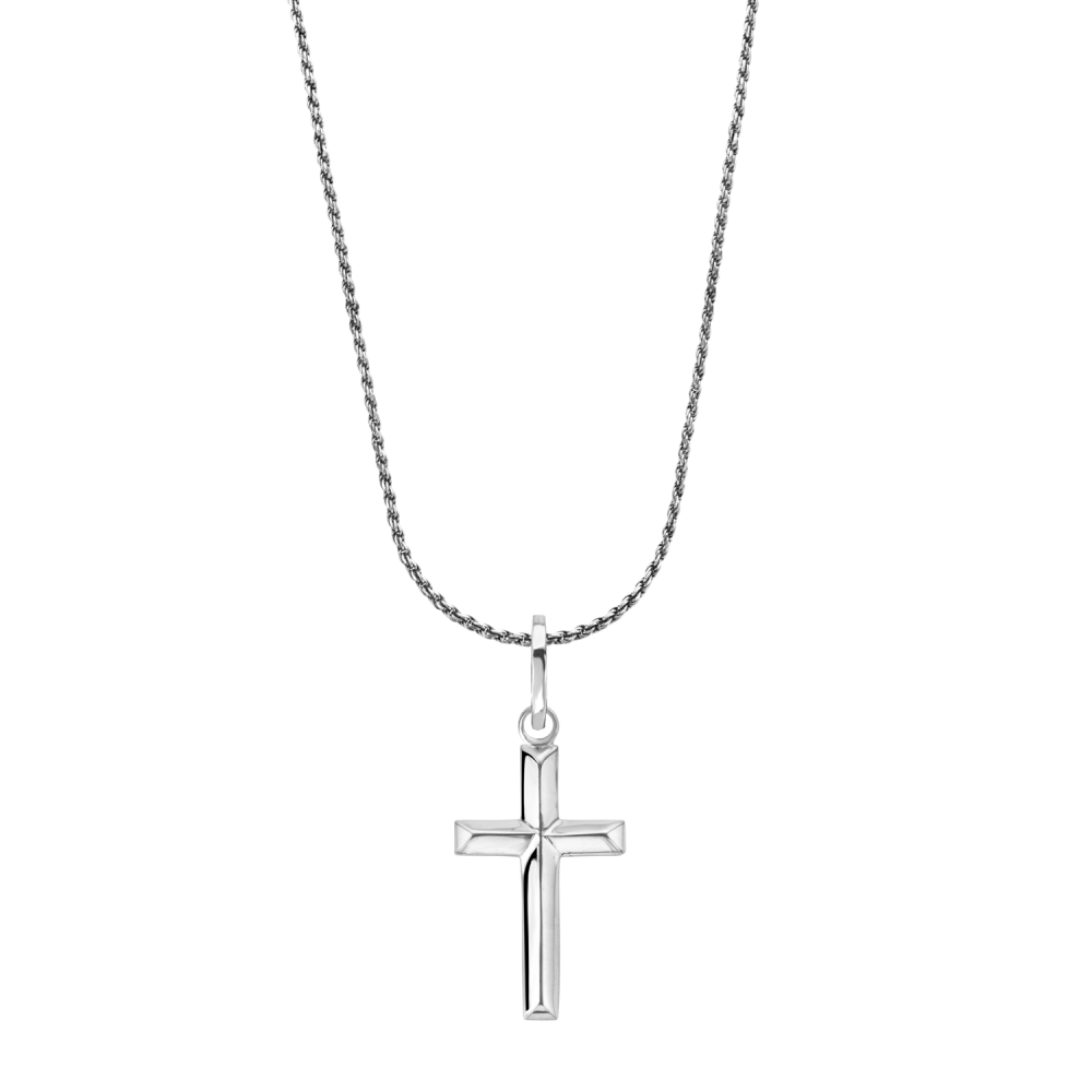 Necklace & Pendant - Necklace Rope Silver 925 - 3mm with Pendant Cross Plain