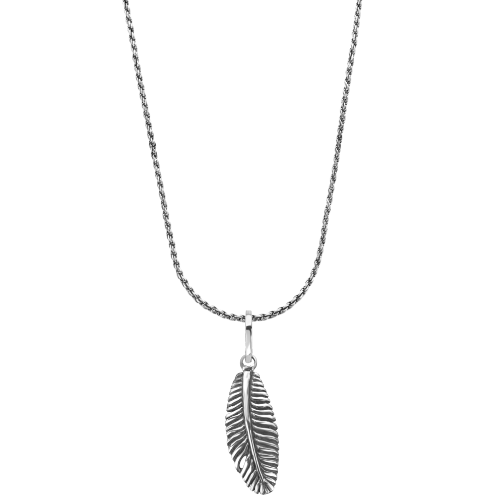 Necklace & Pendant - Necklace Rope Silver 925 - 3mm with Pendant Feather