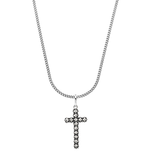 Necklace & Pendant - Necklace Chain Silver 925 - 3mm with Pendant Studded Cross