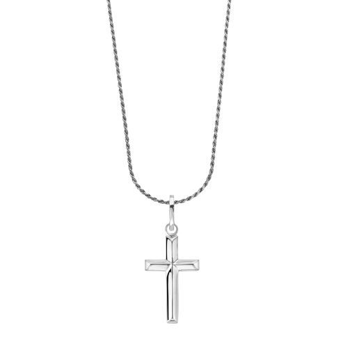 Necklace Rope Silver 925 - 2mm with Pendant Cross Plain