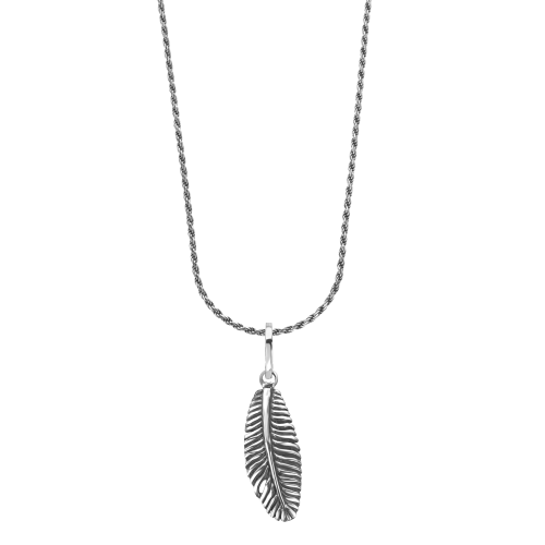 Necklace & Pendant - Necklace Rope Silver 925 - 2mm with Pendant Feather