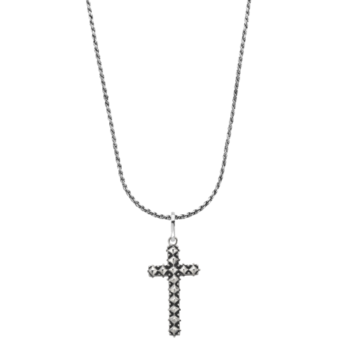 Necklace & Pendant - Necklace Rope Silver 925 - 3mm with Pendant Studded Cross