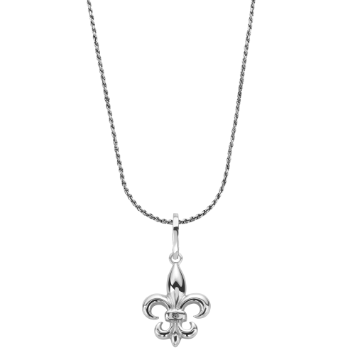 Necklace & Pendant - Necklace Rope Silver 925 - 3mm with Pendant Fleur de Lis